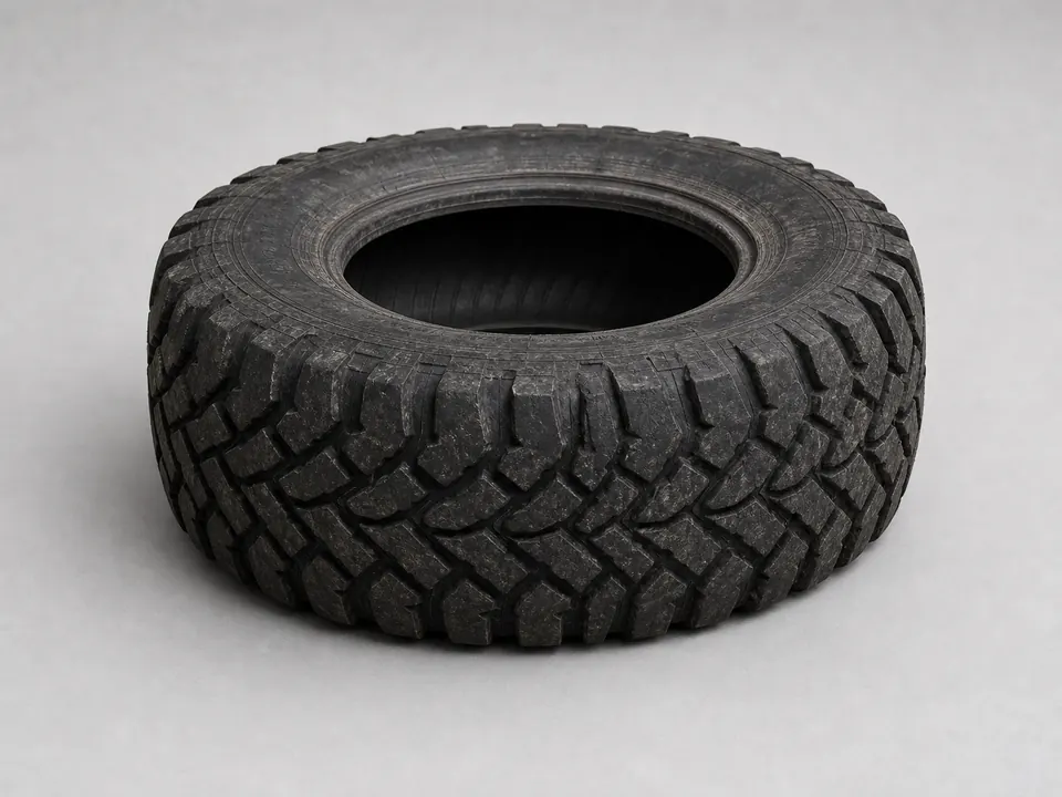 Large used tyre ready for specialist disposal