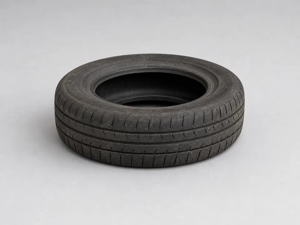 Small used tyre ready for specialist disposal