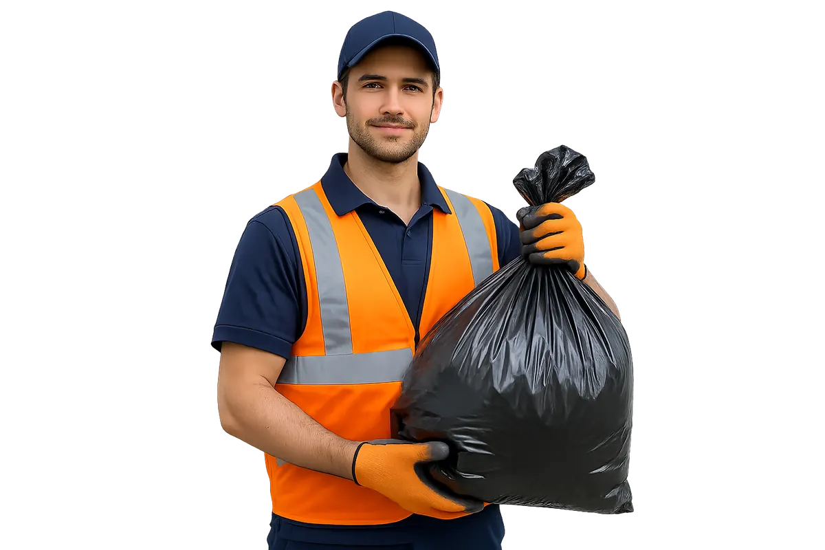 Waste removal worker ready for a booked collection